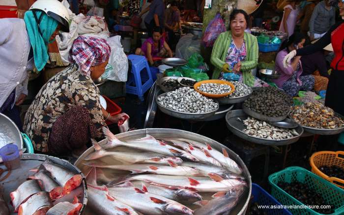 Seafood corner at a vibrant local market