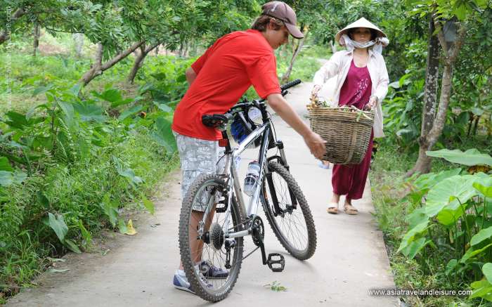 Cycling around the fruit orchards