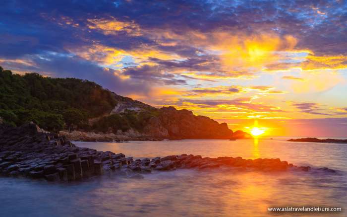 Vung Ro Bay at magical sunset scene