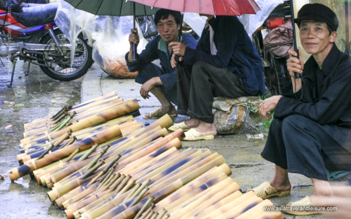 Man selling rustic tobacco at nearby market
