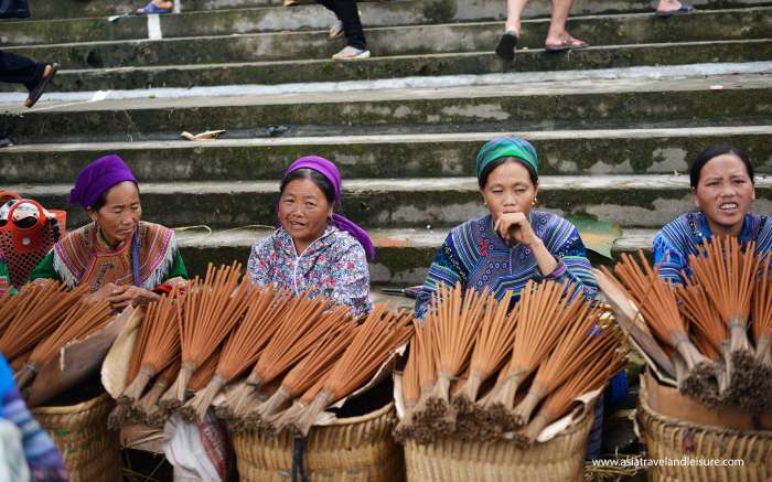 Ethnic ladies with their homemade products at the market