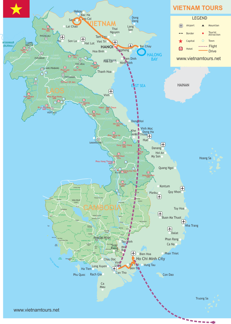 Highlights of Vietnam in 10 days map