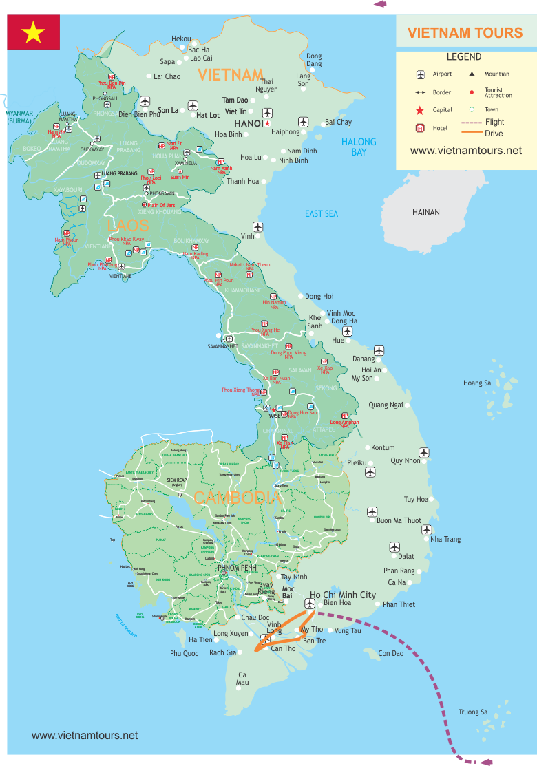 Biking Mekong Delta - 4 Days map