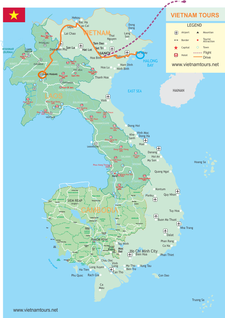 From Halong Bay To Luang Prabang - 14 Days map