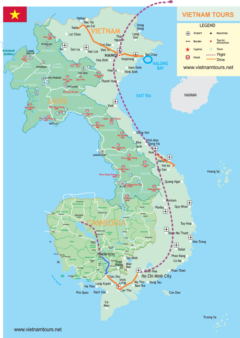 16-Day Tour of Vietnam and Cambodia map