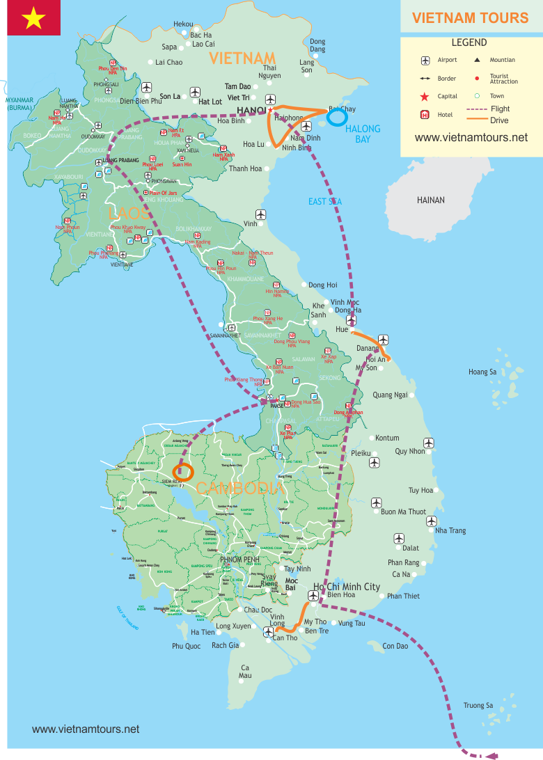 Discover Vietnam, Laos & Cambodia - 19 Days map