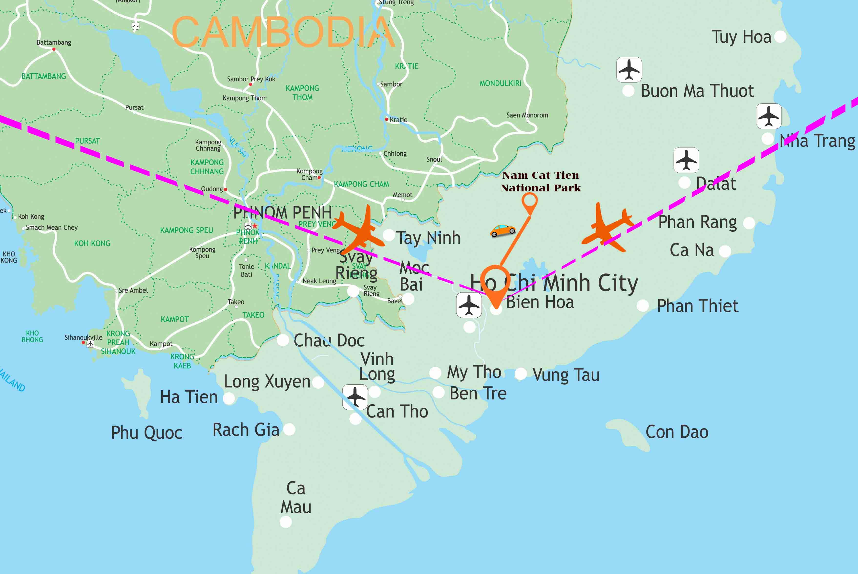 Nam Cat Tien Adventure - 3 Days map