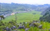 Panoramic view of a small town in Ha Giang