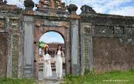 Girls in the Ao Dai in Hue imperial city