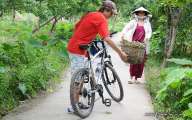 Cycling around the fruit orchards
