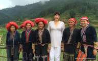 A foreign tourist with local people