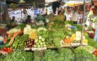 Colorful vegetables stall in local market 