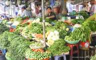 Colorful vegetables stall in local market 