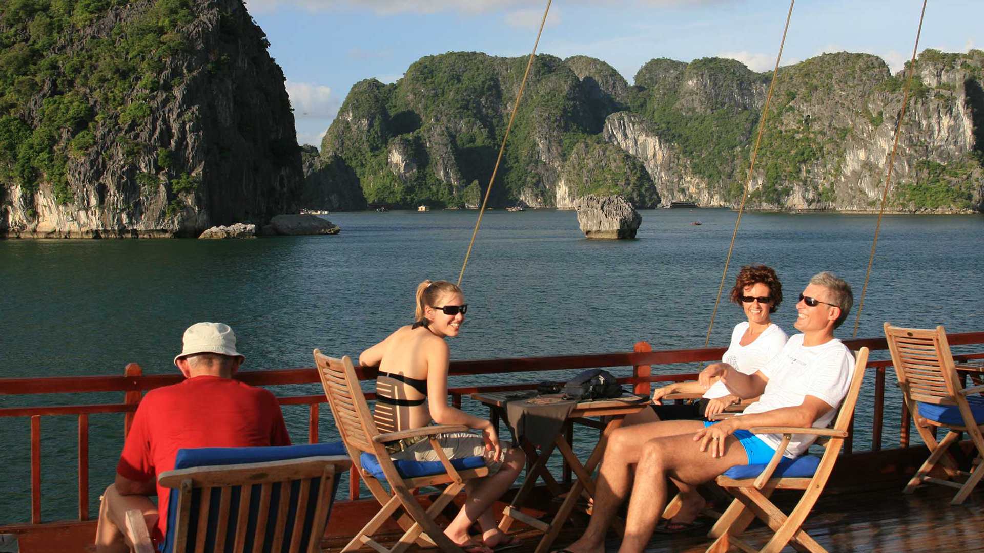 Overnight Halong Bay cruise package arranged by Vietnam Tour among limestone karsts